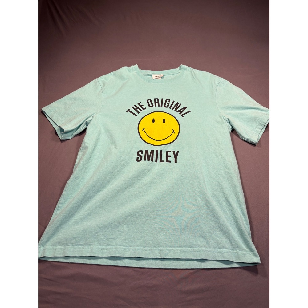 Smiley x‎ HM The Original Smiley Graphic T-Shirt Teal Turquoise Womens Medium